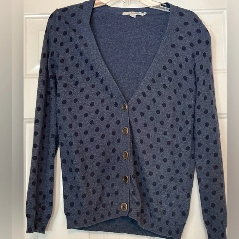 BODEN Wool Cashmere Angora Cotton Cardigan Sweater 6 Polka Dot Preppy Lagenlook